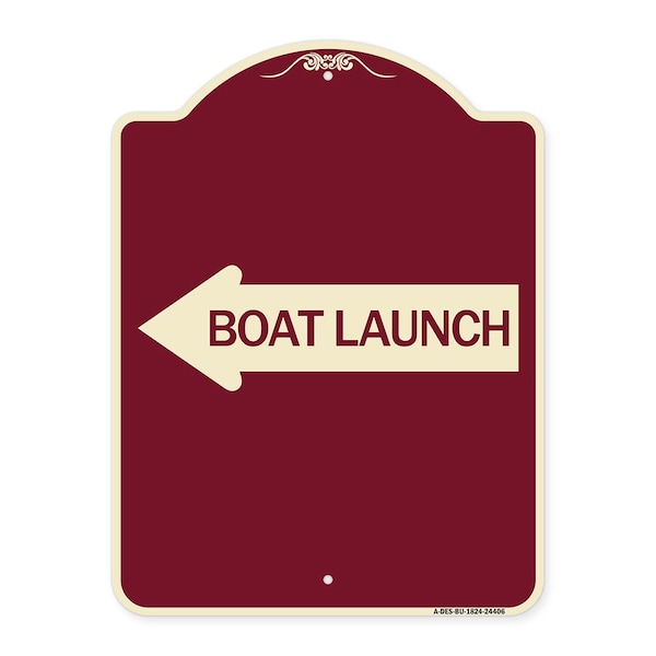 Boat Launch With Left Arrow Heavy-Gauge Aluminum Architectural Sign, 24" x 18", BU-1824-24406